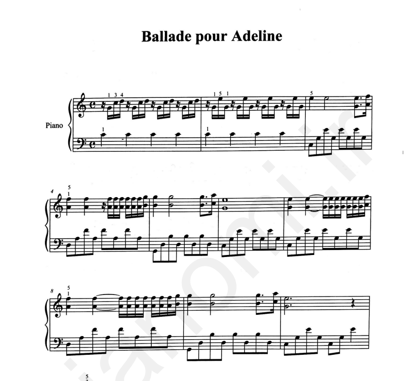 نت Ballade pour Adeline